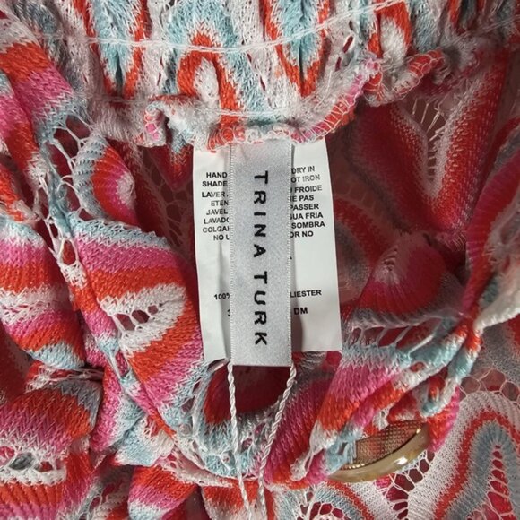 NWT TRINA‎ TURK SERAFINA CROCHET TIE FRONT PANTS Sheer Side Slits Size M & L - Picture 12 of 13